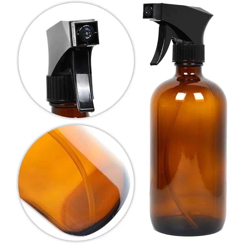 Flaconi Spray Vuoti Ricaricabili in Vetro Marrone da 250/500ml con Tappi a Grilletto per Soluzioni Detergenti, Oli Essenziali, Lozioni