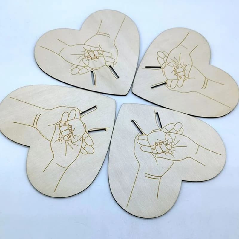1pcs Hot Sales Wooden Laser Engraved Souvenir Card Baby Birth Bracelet Holder Wristband Holder