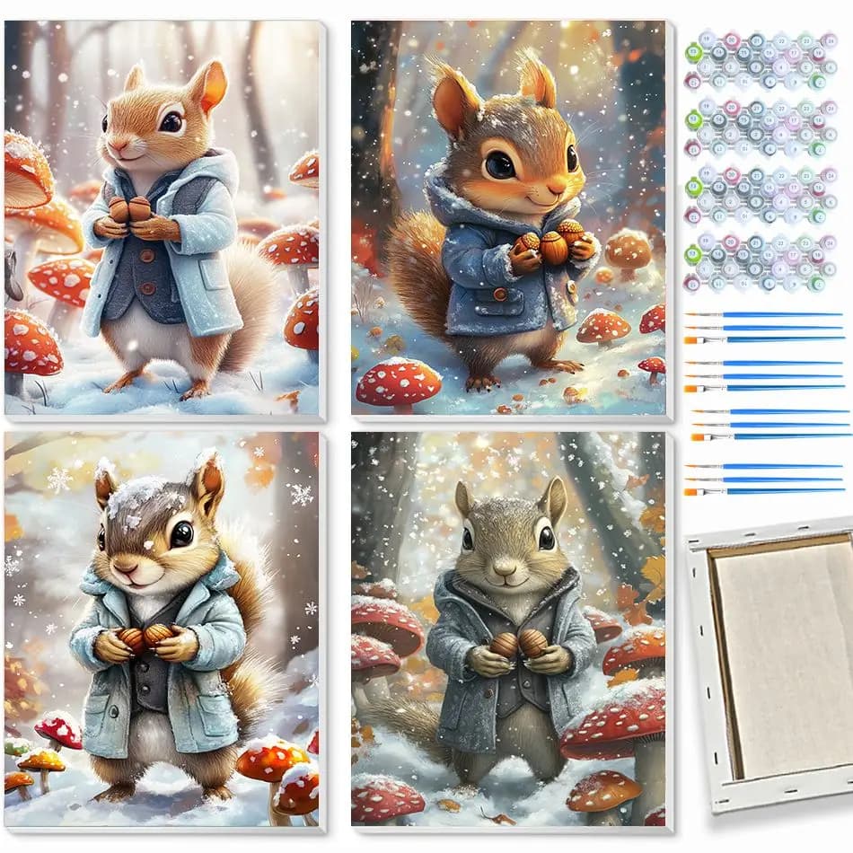 CHENISTORY Squirrel Paint By Numbers Handpainted Crafts Diy Kits For Beginners Animal Interior Acrylic Paints Markers By Numbers