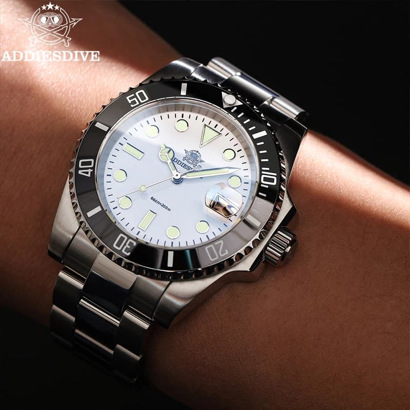 ADDIESDIVE 41mm reloj hombre Top Luxury Quartz Watch For Men 200m Diving BGW9 Super Luminous 316L Stainless Steel Quartz Watches