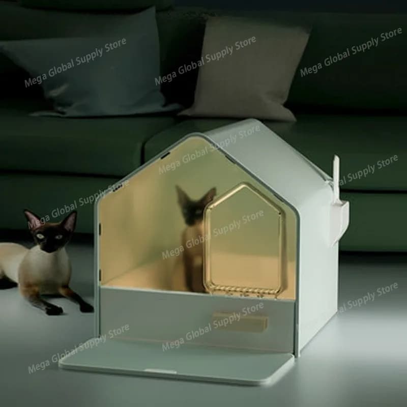 Cat Toilet Fully Enclosed Drawer Design Cat Litter Box Large Size Sandbox for Cats Easy Clean Cats Litter and Housebreaking