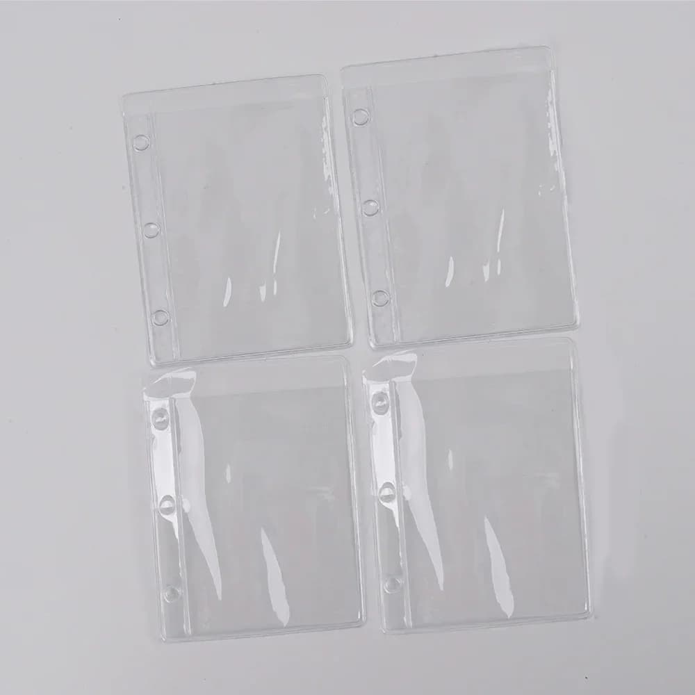 4 pz/set PVC trasparente titolare della carta di immagazzinaggio per Mini A9 raccoglitore anelli Notebook 3 fori sacchetto del pvc del sacchetto del diario Planner accessorio
