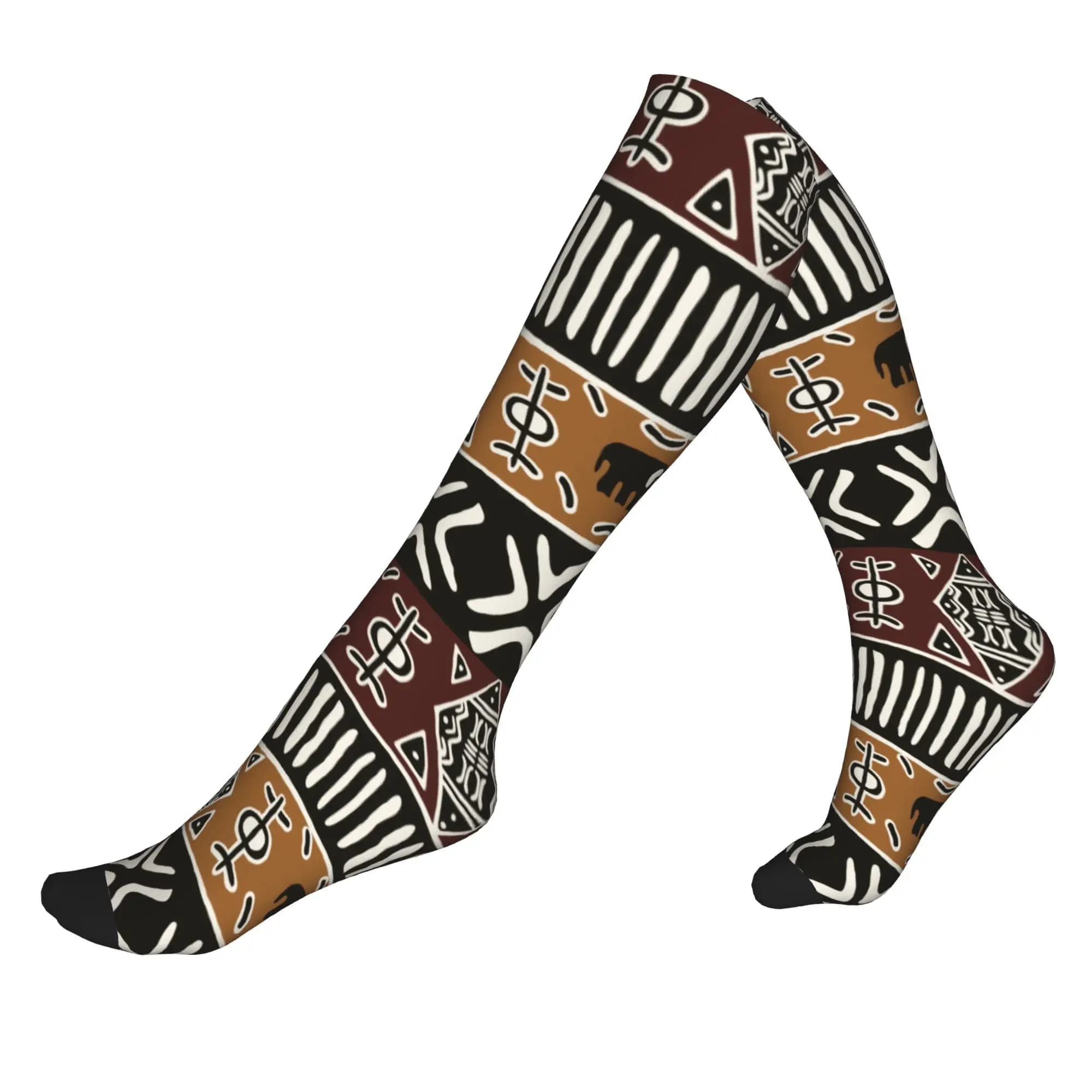 Calze Etniche Africane Tradizionali con Motivi Geometrici Ankara, Calze Sportive a Compressione Elasticizzate per Uomo e Donna, Estate Autunno Inverno