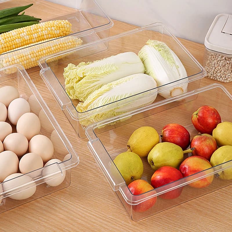 Contenitore Trasparente per Uova, Cassetto Sottifrigo, Scatola Organizzatrice per Cucina, Conservazione Frutta e Verdura