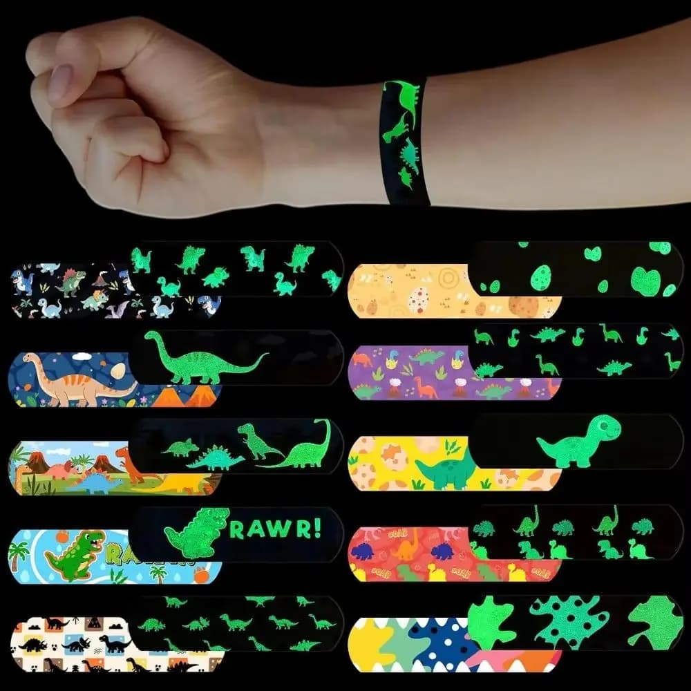 20Pcs/Set Luminous Band Aid Cartoon Dinosaur Horse Star Heart Plasters First Aid Strips Wound Dressing Tape Adhesive Bandages