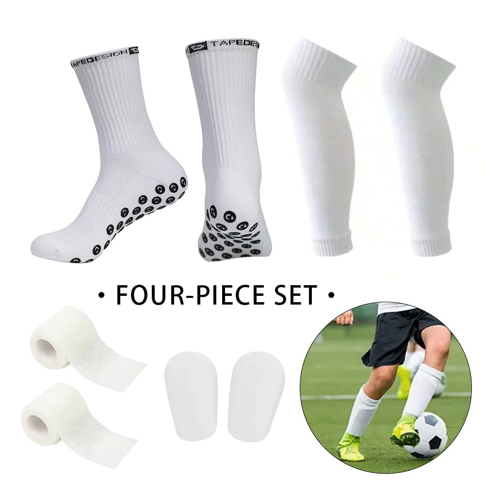 4 paia di calzini sportivi in silicone antiscivolo con protezioni per le gambe, adatti sia per uomini che per donne, e adatti per basket e ciclismo.