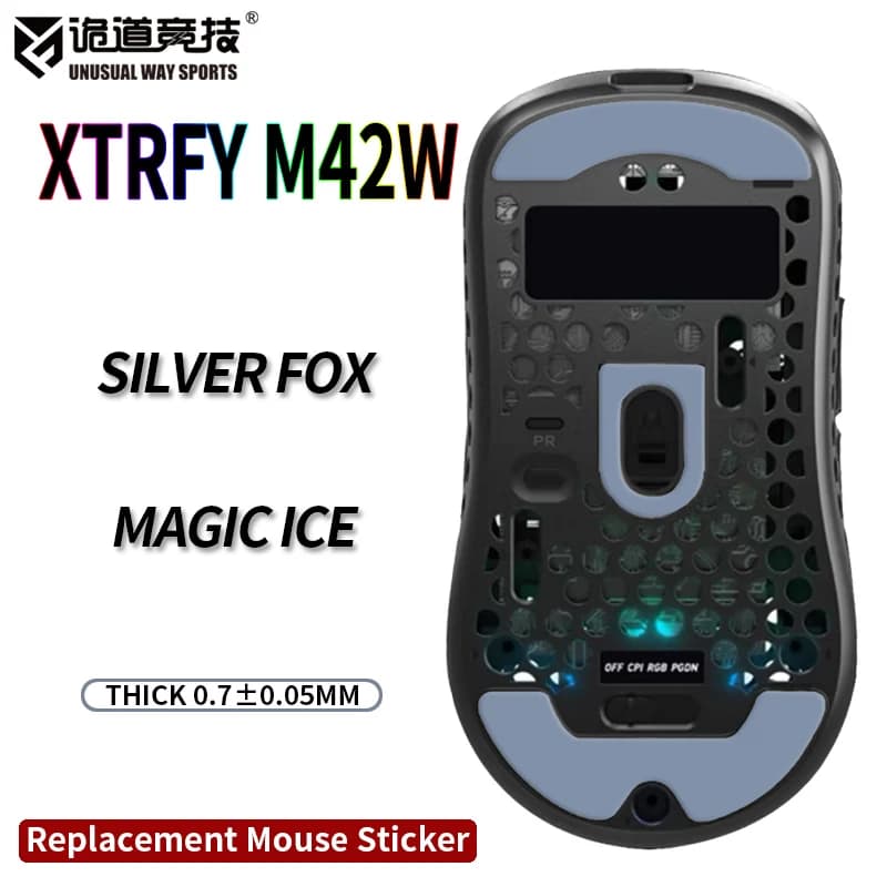 InsolitoWaySports Mouse Pattini Piedi Xtrfy M42 Superficie ribaltabile wireless PTFE Anti collasso Magic Ice Silver Fox