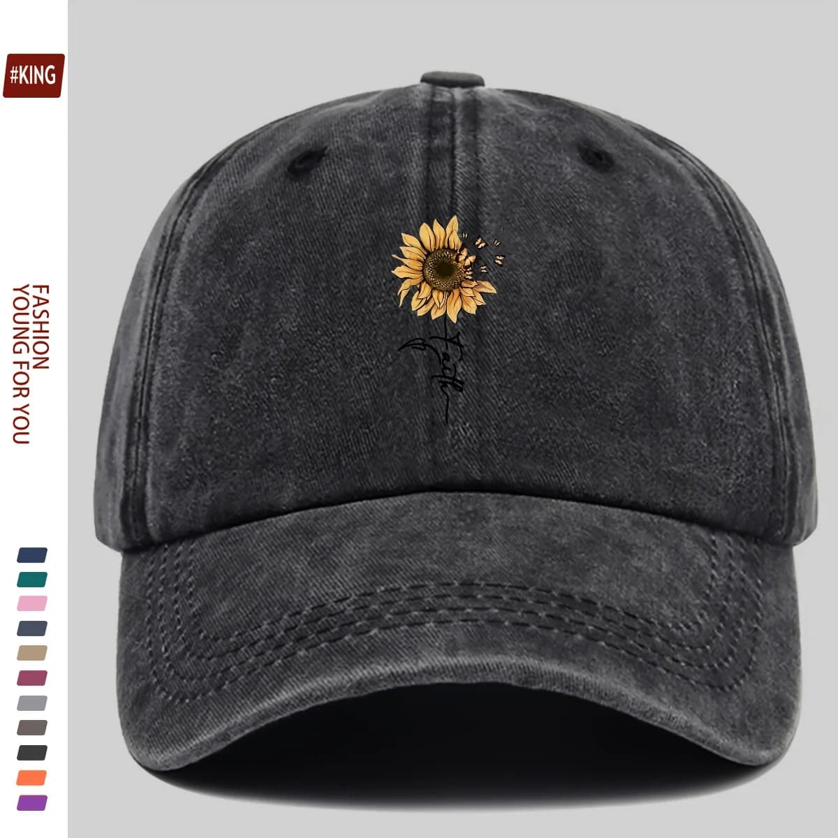 1 cappello da sole da spiaggia da donna con stampa elegante di lettere e girasoli, comodo, traspirante, leggero, taglia regolabile
