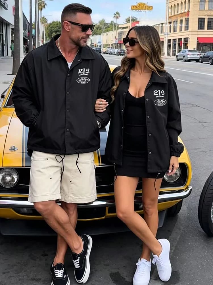 Giacca Streetwear Nuclear Explosion di Grandi Dimensioni, Leggera e Ampia, Cappotto da Allenamento per Uomo, Giacca Leggera Primaverile ed Estiva
