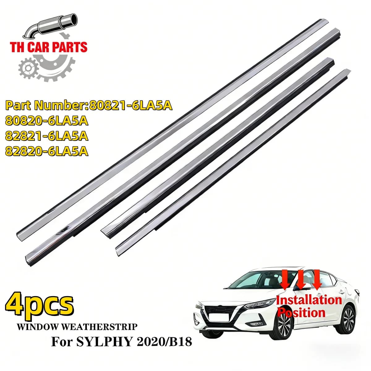 Car Window Weatherstrip Chrome For 2020 Nissan Sylphy B18 Window Moulding Trim 80821-6LA5A 80820-6LA5A 82821-6LA5A 82820-6LA5A