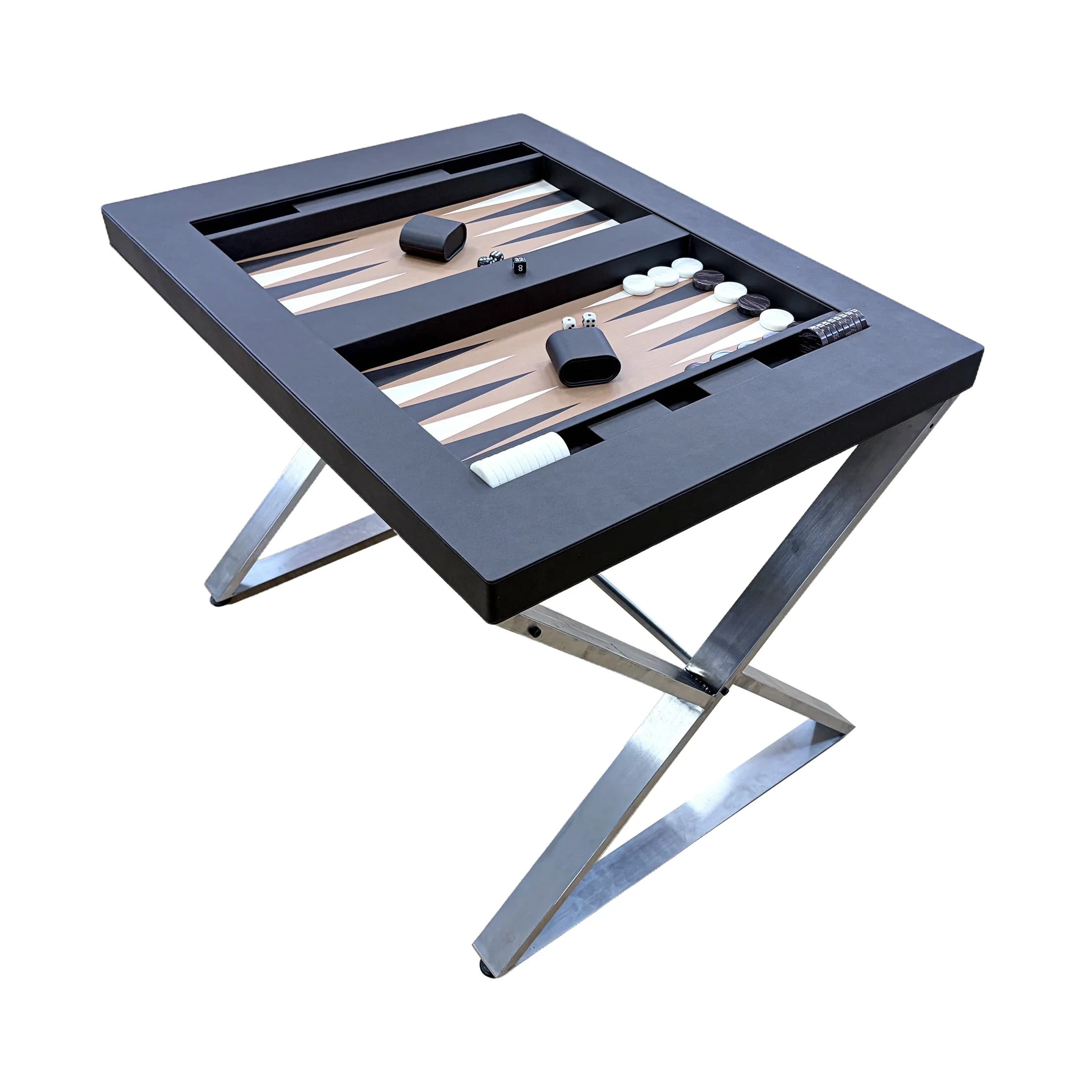 Table Board Tournament Large Set Wood Custom Set Checkers Roll Up Backgammon Game Table Set With Checkers Chips Dice