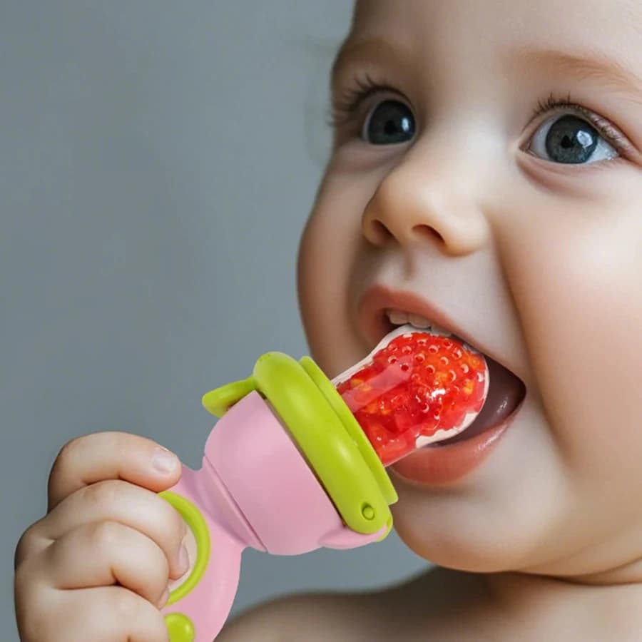 Alimentatore push-pop per dinosauri 1 pezzo, massaggiagengive per frutta e verdura infantile, mangiatoia per frutta per bambini, alimentatore per alimenti a spinta, alimentatore per dentizione in silicone