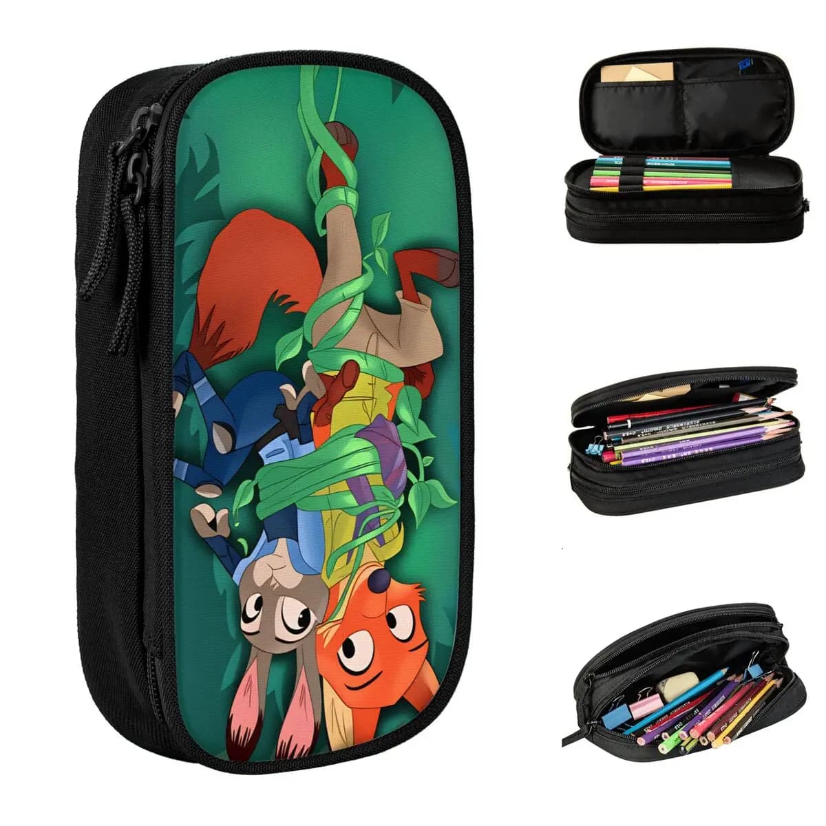 Astuccio Zootopia, astucci scolastici a doppio strato, per ragazze e ragazzi, astuccio portatile vintage, organizer per cancelleria