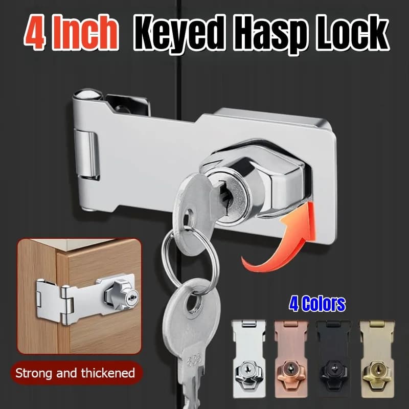 Lucchetti a Chiave per Armadietti da 4 Pollici, Chiusure di Sicurezza per Casa, Fermagli di Bloccaggio Resistenti con Chiavi, Lucchetto di Sicurezza, Fibbie, Bulloni per Porte