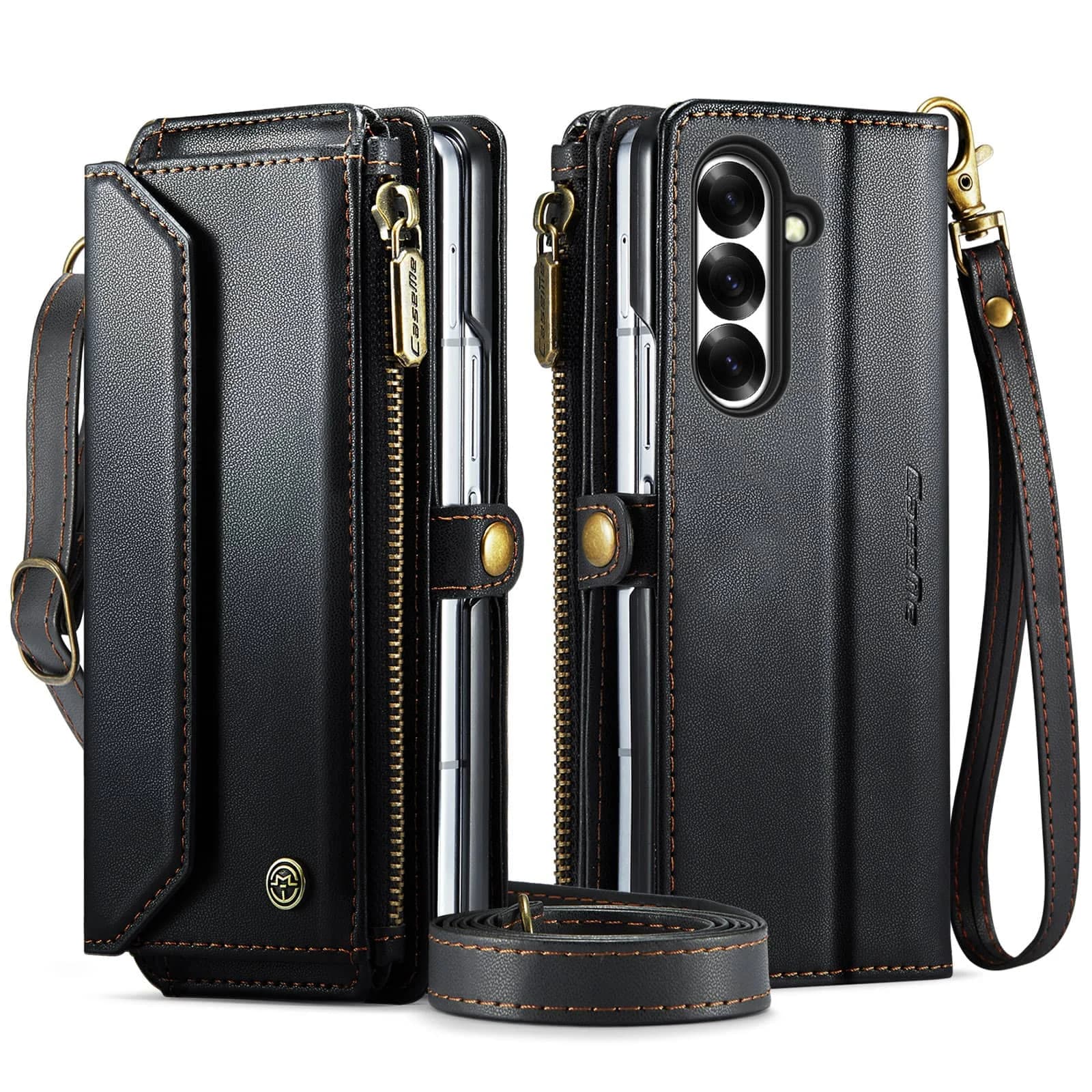 Per Samsung Galaxy Z Fold 7 Custodia con portapenne S Portafoglio con blocco RFID Custodia flip in pelle PU Porta carte da donna Cinturino con cerniera