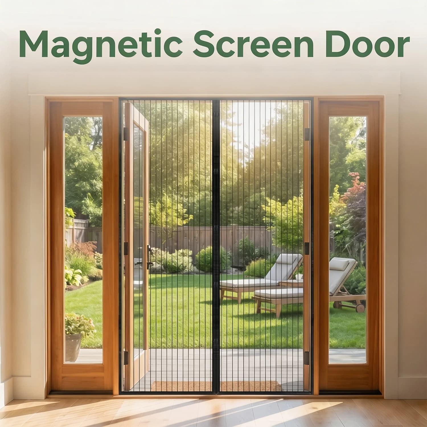 1‑Piece Summer Magnetic Door Curtain, Insect‑Proof, Drill‑Free Installation, Quiet Self‑Closing