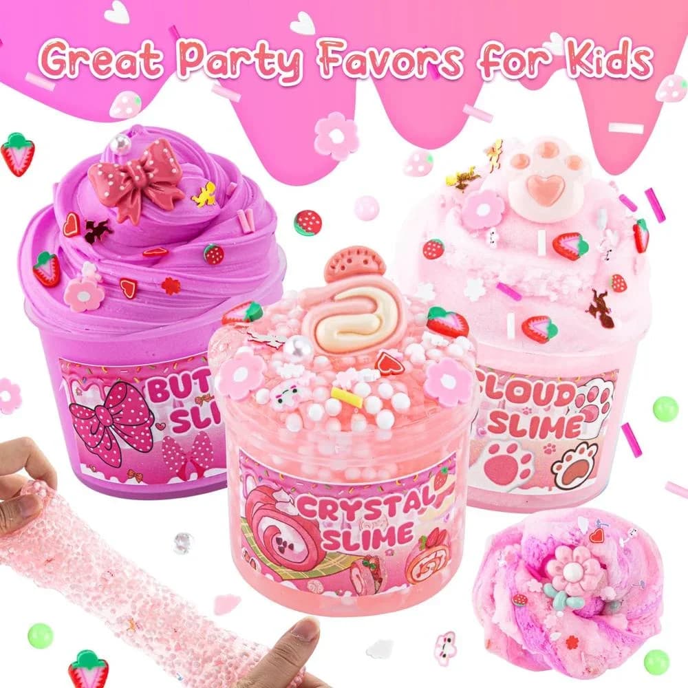 Set di 6 Slime Rosa, Kit Slime Nuvola Carino per Bambini e Bambine, Giocattoli per Feste, Set Regalo, Gadget per Sacchetti Regalo
