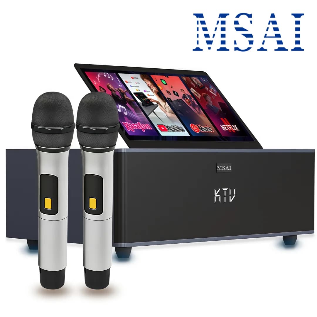 MSAI K4 Macchina per Karaoke All-in-One con Schermo Touch da 10.1" Suono Potente da 80W Doppi Microfoni Wireless per Adulti e Bambini