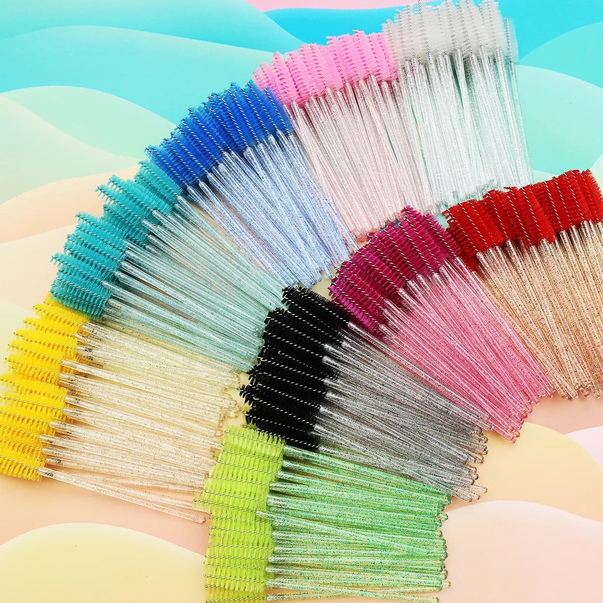 50 Pieces Crystal Eyelash Brushes, Disposable Pettini for Extension Eyelashes, Mascara Baquettes, Professional Tools for Makeup and Beauty
