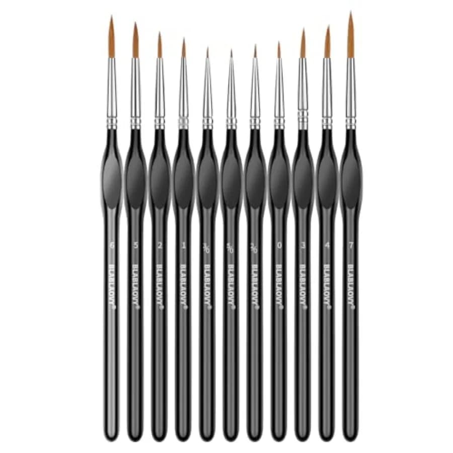 Detailing Paint Brush, 11 Pcs Miniature Paint Brushes with Triangular Handles, Art Paint Brushes for Acrylic Painting, Model, F