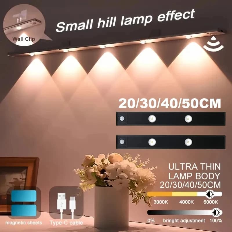 20-50CM 3 in 1 Under Cabinet Lights Wireless Lamp with Motion Sensor Night Lights for Kitchen Bedroom Wardrobe Closet Desk