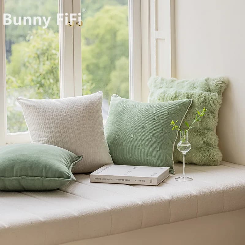 Moderno e fresco Ins Wind Matcha Green Casa Soggiorno Divano Finestra Cuscino galleggiante Cuscino da lancio Cuscino di lusso semplice e leggero