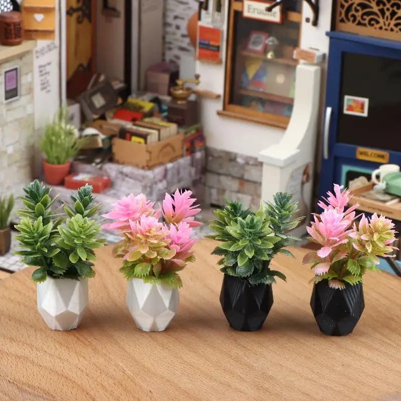 【Y】Miniature Potted Plant Ornament 1:12 Scale Dollhouse Mini Bonsai Model Decoration Toys Micro Scene Landscape Photo Props