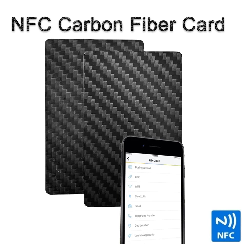 5 pezzi NFC carta in fibra di carbonio biglietto da visita NFC lettura veloce Ntag 215 smart biglietto da visita biglietto da visita digitale carta di riconoscimento sociale
