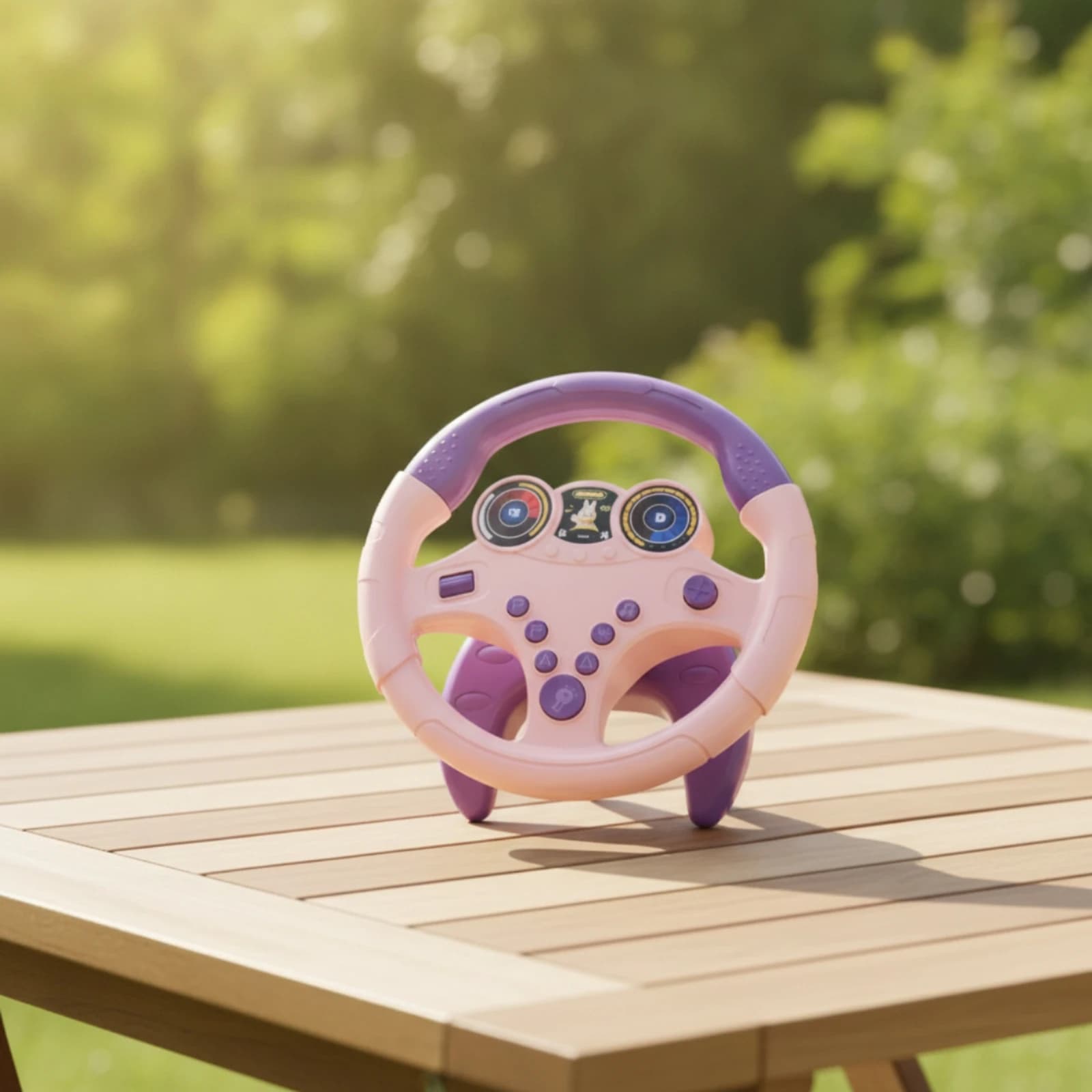 Toy Steering Wheel with Strap 360-Degree Rotating Simulated Driving Controller Driving Controller with Base Portable