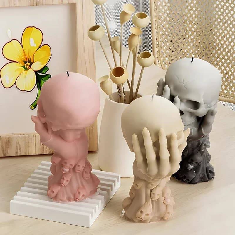 Ultimi Modelli Set di Stampi in Silicone per Candele a Forma di Teschio di Halloween, 1 Pezzo Stampo per Resina a Forma di Teschio Portatile, per Creazioni Artistiche in Gesso Fai-da-Te