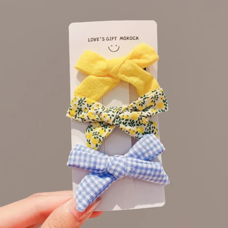 Set di fermagli per capelli per bambine in stile coreano, graziosi fiocchi a quadretti floreali, non danneggiano i capelli, completamente avvolgenti, accessori per capelli per bambine.