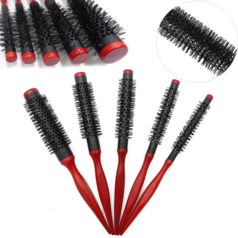 Professione antistatico pettine per capelli ricci setole di cinghiale rotolamento spazzola rotonda pettine styling dei capelli salone di bellezza parrucchiere ferro arricciacapelli
