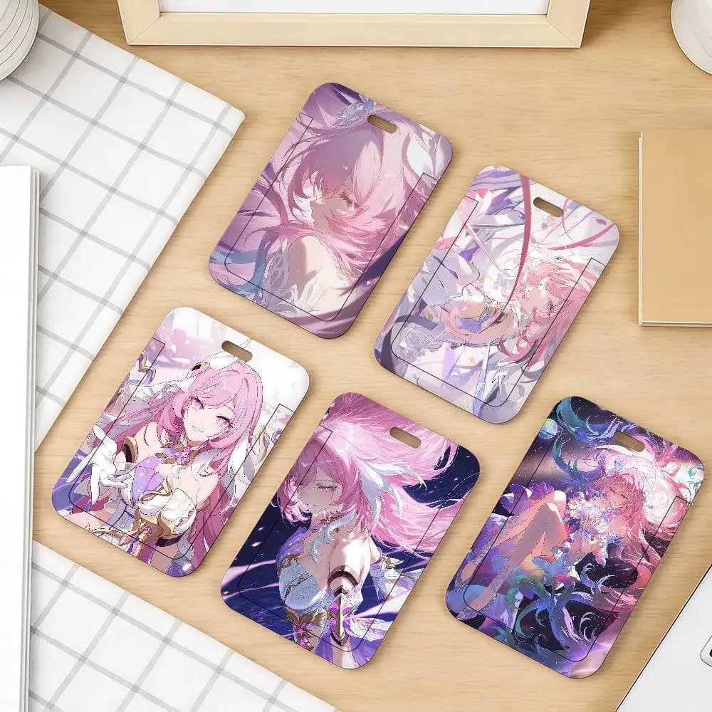 Portachiavi con custodia per carte Game Elysia Honkai Impact 3rd, per carte di credito, carte di trasporto pubblico e carte bancarie