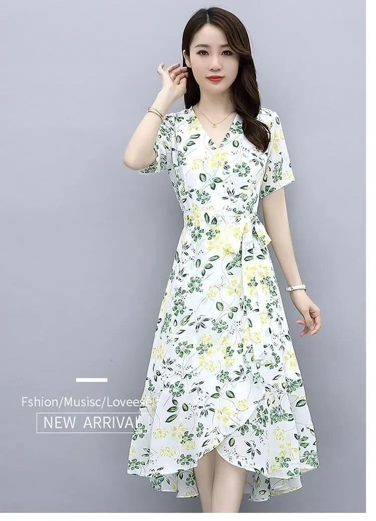 Ice Silk Women New Summer Style 2025 Style Slim French Floral Long Dress