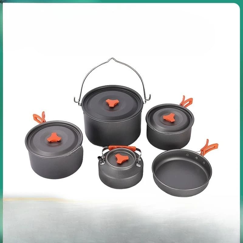 Outdoor camping pot set of 4 pieces picnic pot kettle camping stove