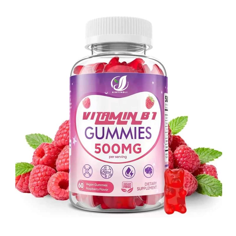 Vitamin B1 Gummies 500mg - Energy Supported High-efficiency Thiamine B1 Supplement, Sugar Free, 60 Gummies