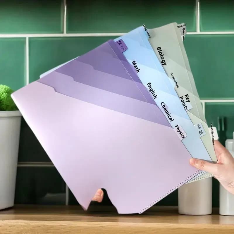 Cartella Multistrato Sfumata A4 per Classificazione a Temi, Cartella Trasparente a L per Test, Cartella a 6 Strati per Classificazione Documenti