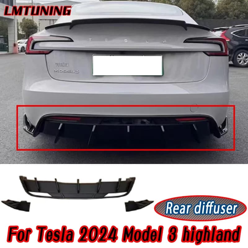 Per Tesla 2024 Modello 3 Highland Body Kit Nero Opaco Diffusore Posteriore Spoiler Paraurti Anteriore Labbro Gonna Laterale Accessori Auto