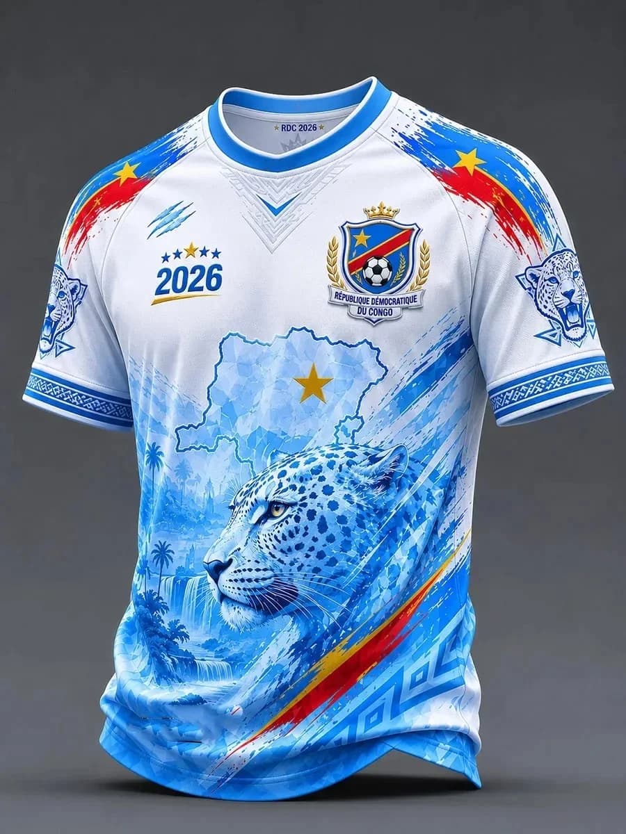 Congo 2026 Concept Home Football Shirt Fans Surrounding 3D Printed Quick Drying Sports Casual Match Men's Top T-shirt