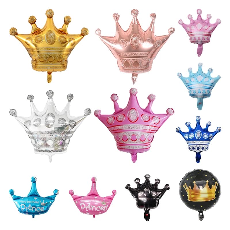 Oro rosa Argento Rosa Blu Noble Corona Foil Palloncini Giocattoli per bambini Re Regina Principessa Decorazione festa di compleanno Baby Shower Globos
