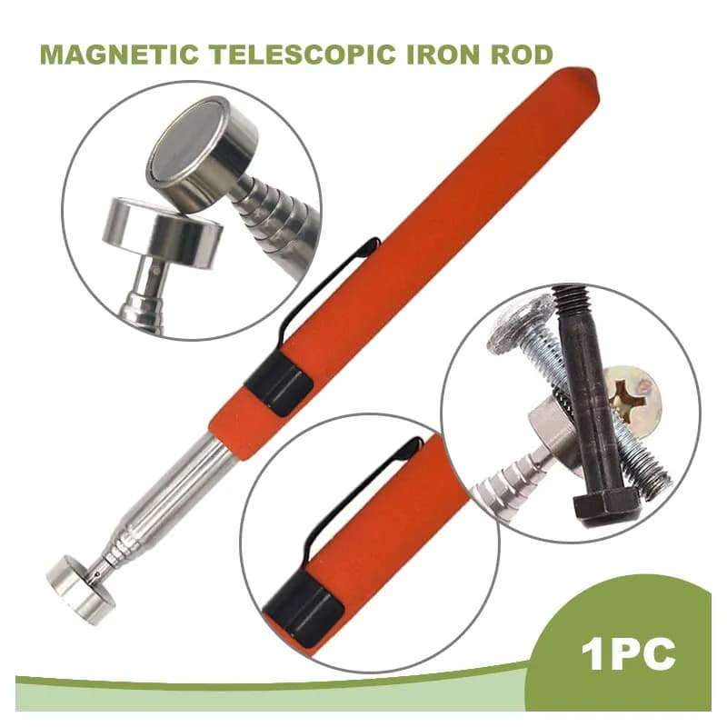 8 Lb Magnetic Retractable Pickup Orange Intake Iron Rod Portable Multifunctional Extractor Pen Clips Automotive Repair Tools