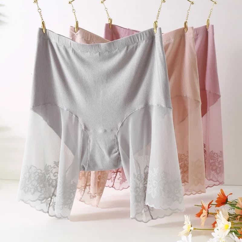 Pantaloni di sicurezza a vita alta da donna Intimo in rete antirotolamento di grandi dimensioni Cintura morbida ed elastica traspirante Taglie grandi
