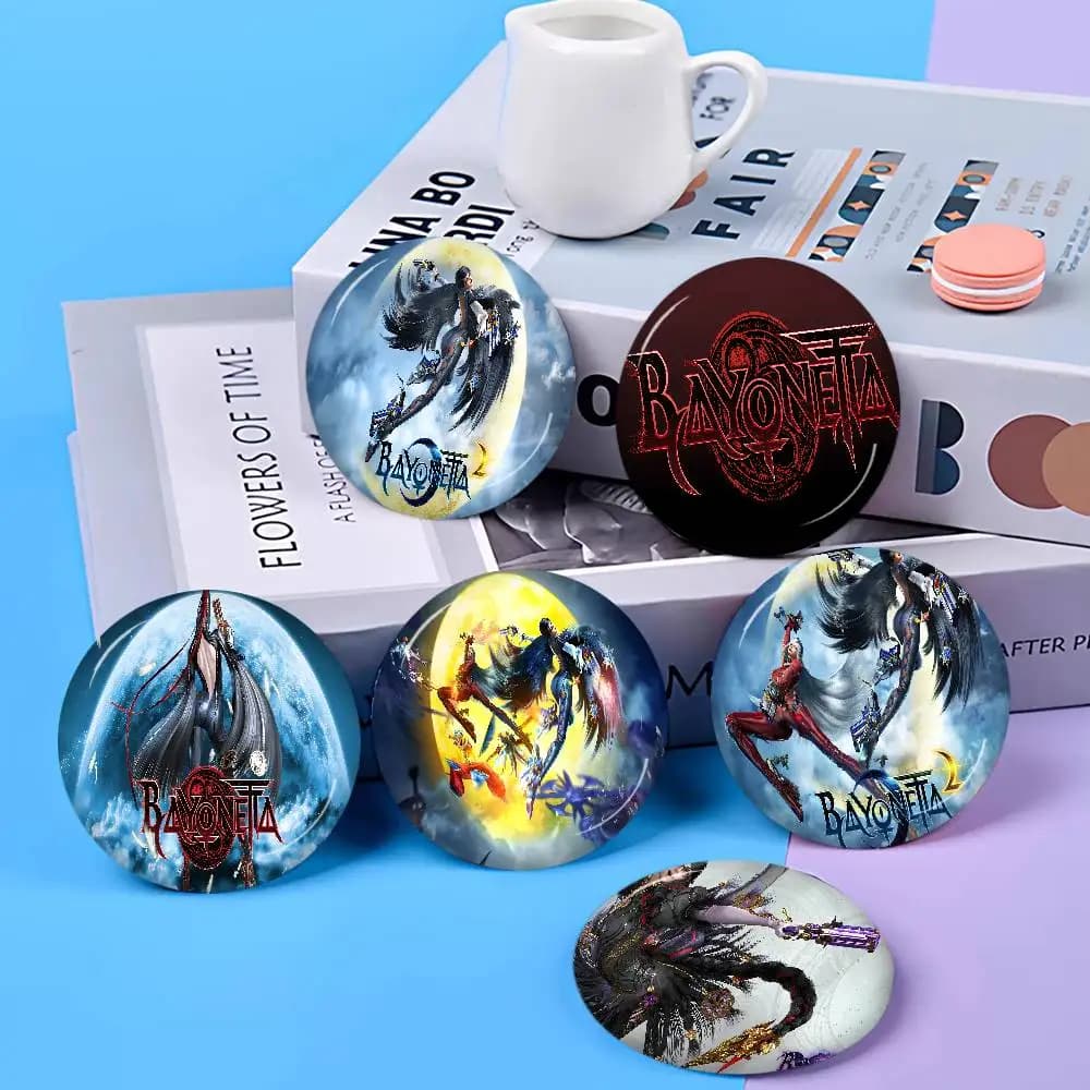 Game Bayonetta 58mm Handmade Brooch Cartoon Cosplay Badge On Backpack Jewelry Accessories Gifts