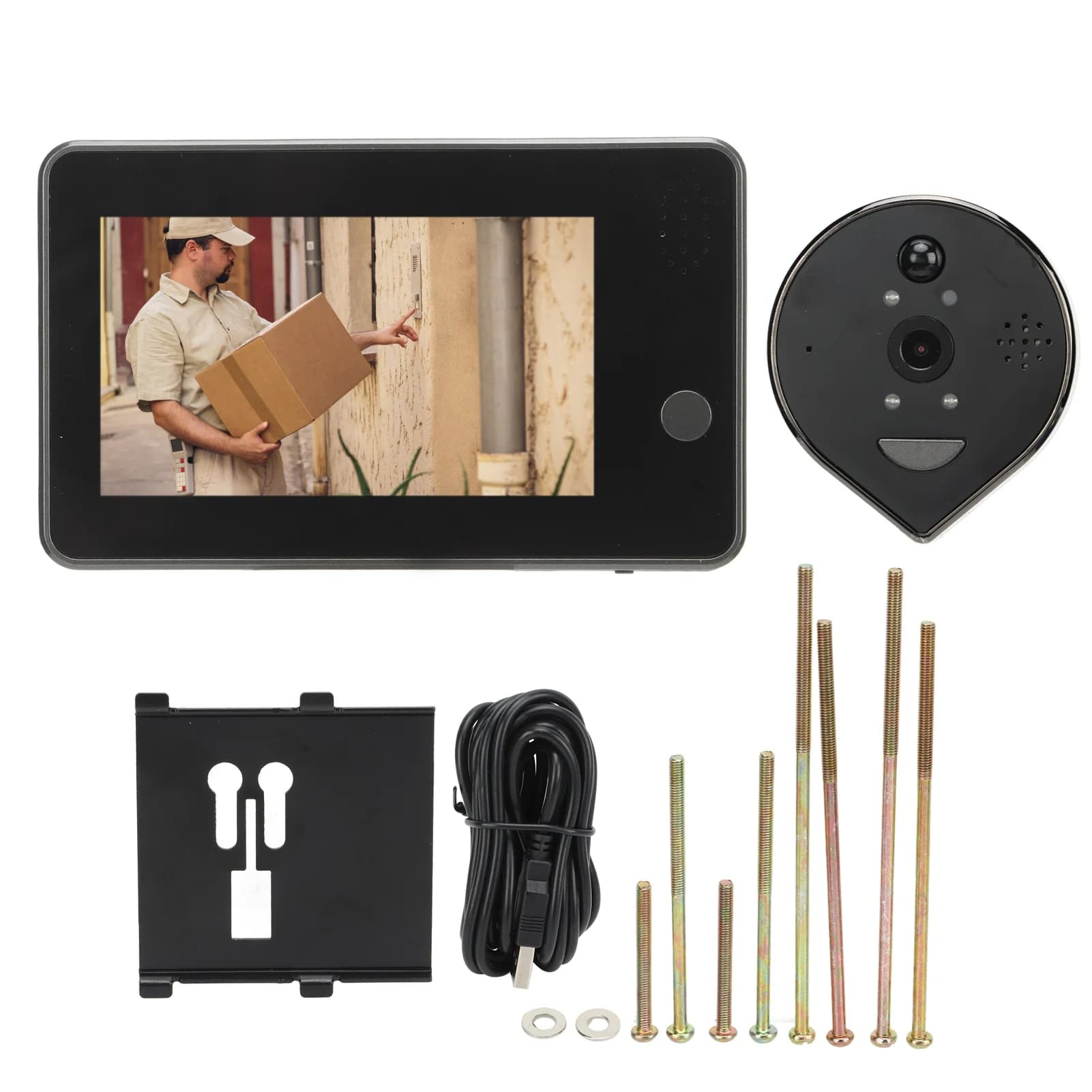 Videocitofono Digitale Universale con Monitor LCD da 4,3 Pollici, Rilevamento Movimento, Visione Notturna, Impermeabile, Monitoraggio tramite App per Tuya Smart