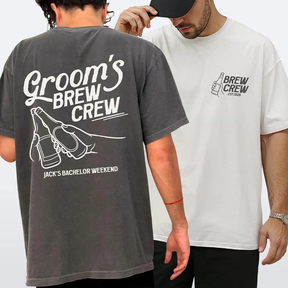 Maglietta per addio al single personalizzata, T-shirt comoda per la tour della birrificio, T-shirt coordinata per il gruppo dello sposo, outfit coordinato per i testimoni per la settimana dell'addio al single