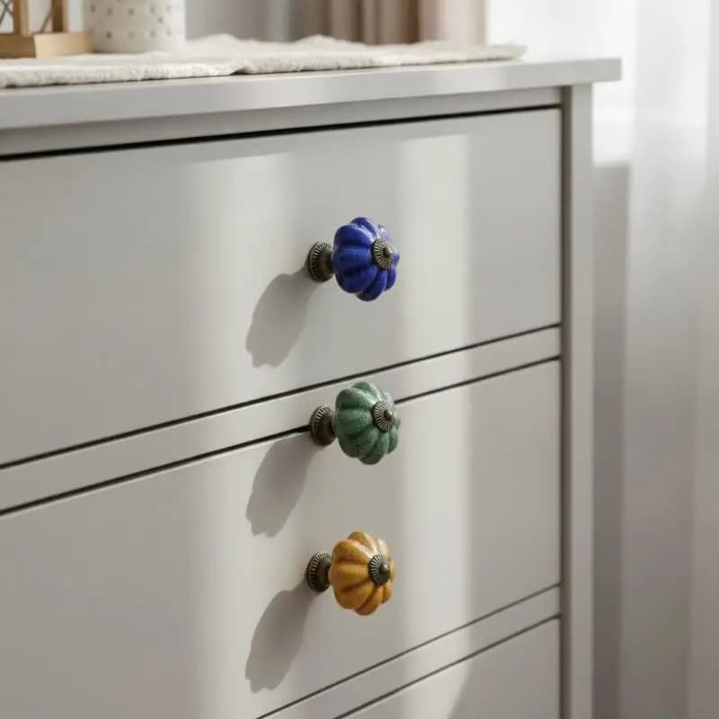 »Hand-Painted Ceramic Cabinet Handle 1Pcs Single Hole Non-Slip Drawer Knob for Bathroom Cupboard Closet Furniture Upgrade