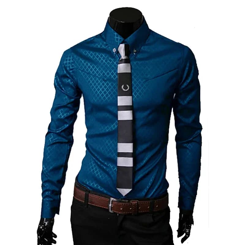 Camicie scozzesi da uomo sottili 2025 Camicie da ufficio a quadretti da uomo solide Camicia bianca slim a maniche lunghe Camicia sociale maschile Homme Abbigliamento