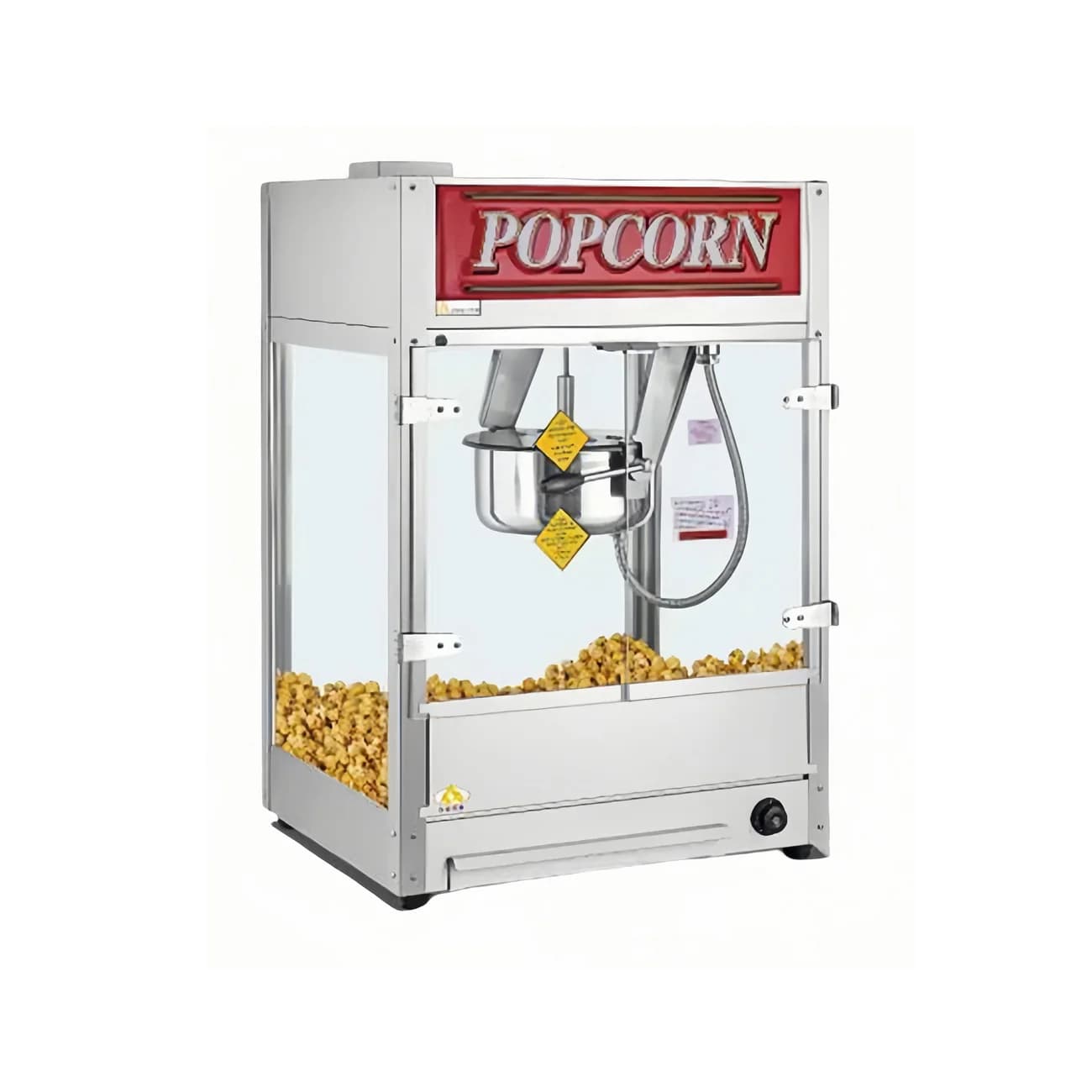 Grande macchina per popcorn con bollitore da 16 Oz Macchina per popcorn commerciale Distributore automatico elettrico in acciaio inossidabile con produzione di popcorn