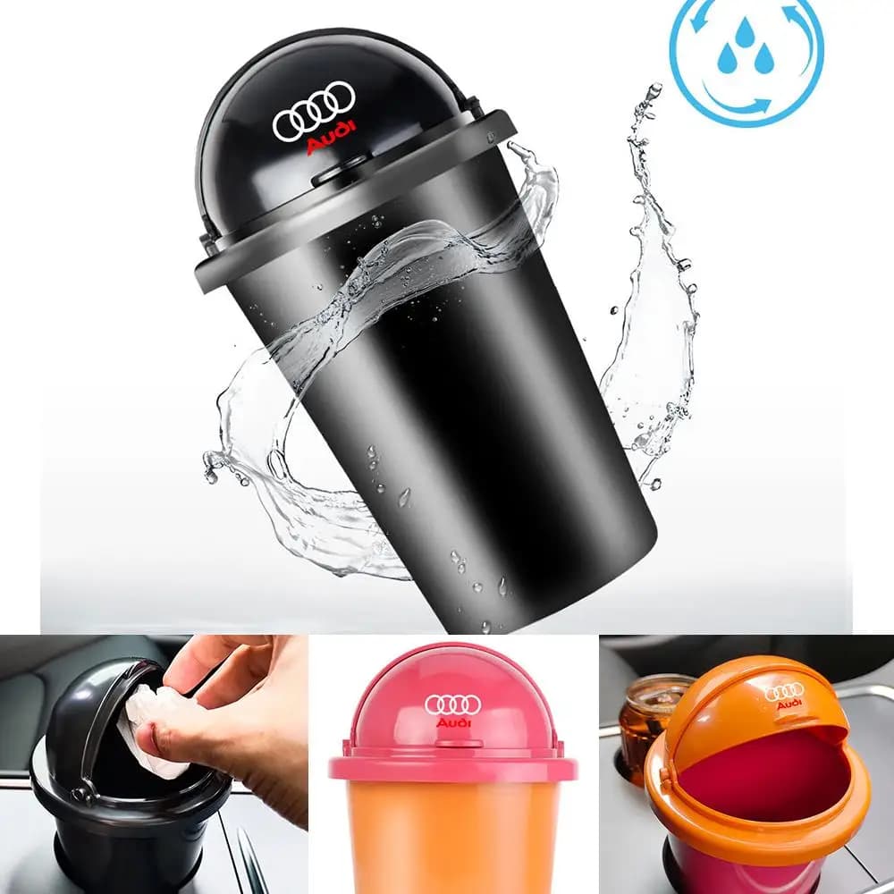 1Pc Car Trash Can Auto Organizer Storage Box with Swing Lid For Audi Sline A6 Q7 A7 A8 A3 RS A1 A5 A4 Quattro Q5 Q3 TT Valve Cap
