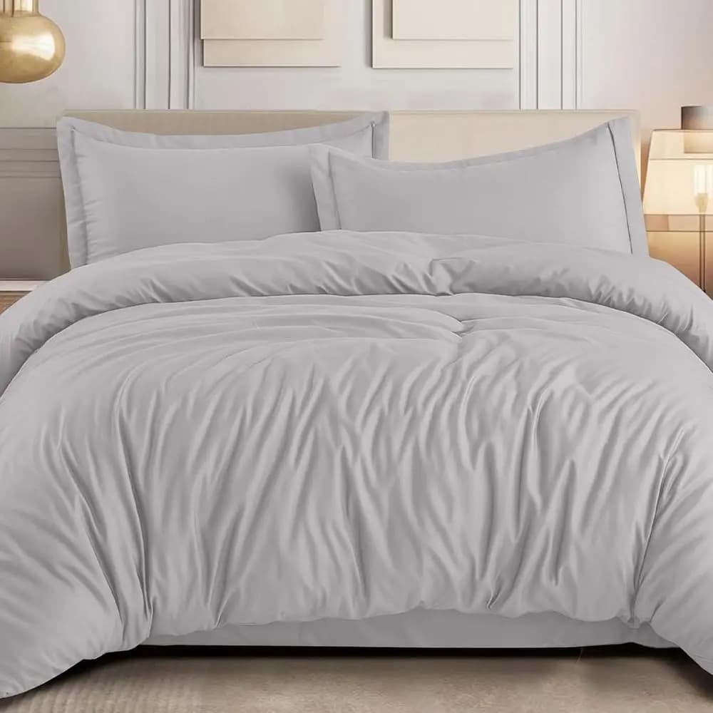 Set Copripiumino Matrimoniale (90 x 90) Pollici + 2 Federe - Confezione da 10 Pezzi - Ingrosso o per Hotel, Airbnb, Camere da Letto, in Microfibra